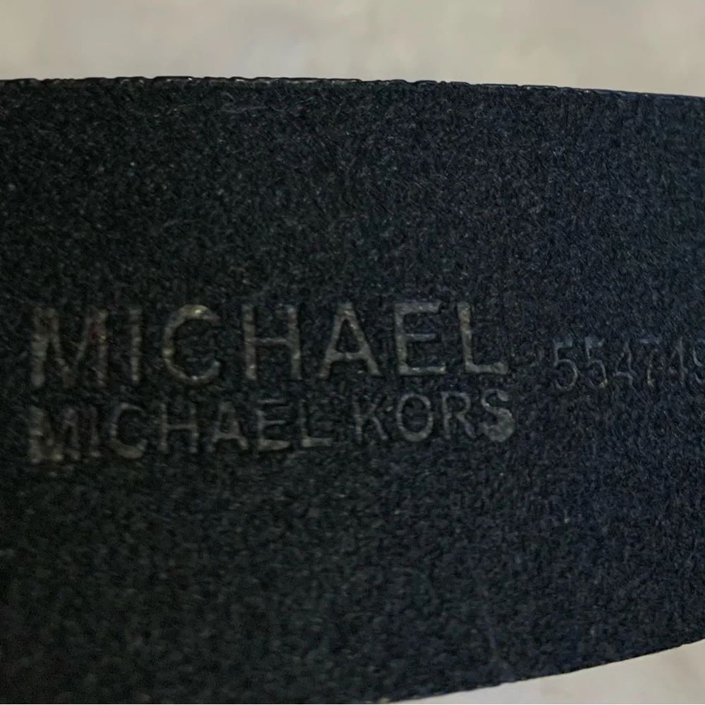 MICHAEL KORS black Genuine leather ladies belt withMK monogram Size Med NWOT